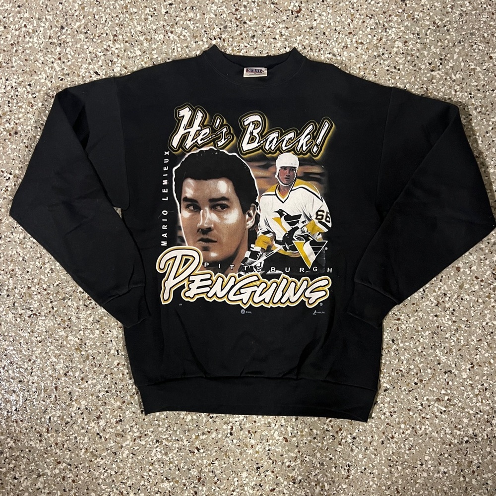 Vintage 00s Pittsburgh Penguins Lemieux He’s Back Crewneck Sweatshirt